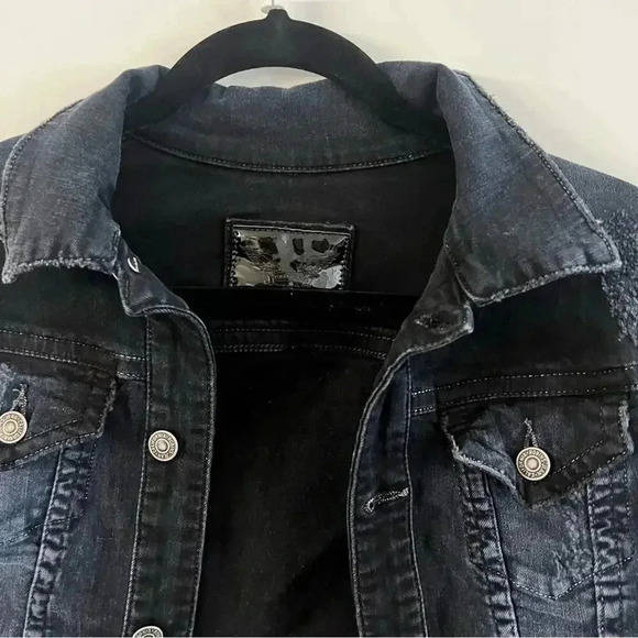 237 Robin’s Jeans Denim Jacket Women’s Size Medium Color Navy Blue/Black - Picture 5 of 6